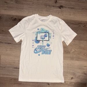 Nike White Tee with Blue Graphic